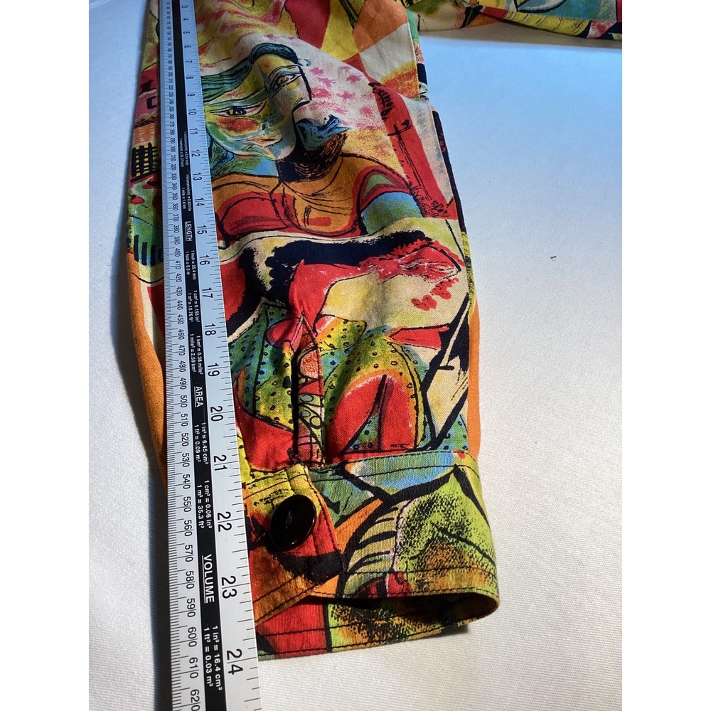 Kaktus VTG Picasso Art Jacket Womens L Linen Blend Boho Eclectic Retro - Picture 5 of 8